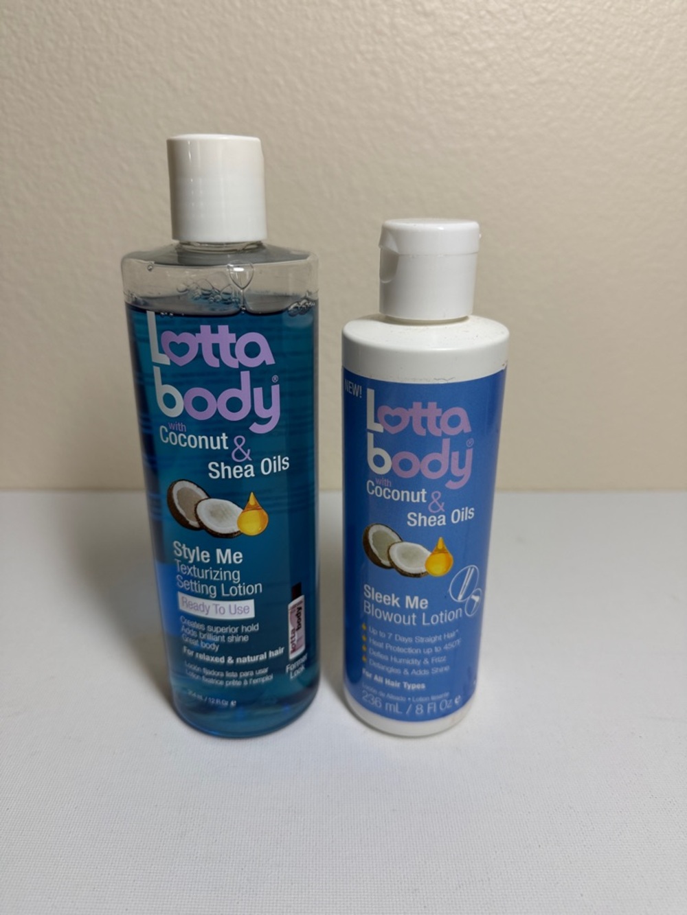 Lottabody Coconut & Shea Oils setting lotion & Sleek Me Blowout Lotion